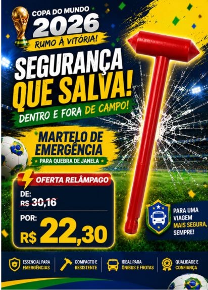 Martelo Quebra Vidro Ônibus