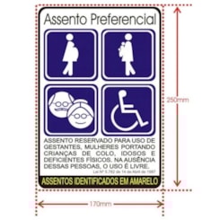 Adesivo Assento Preferencial AD33 Lei 5782/1987 Ônibus e Micro-ônibus