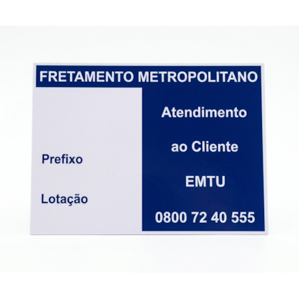 Adesivo Fretamento Metropolitano EMTU Identificação Ônibus