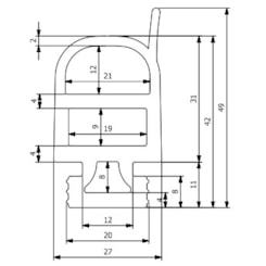 BORRACHA VEDACAO PORTA URBANA MED.2180MM 187141 CIA6411