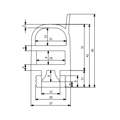 BORRACHA VEDACAO PORTA URBANA MED.2180MM 187141 CIA6411