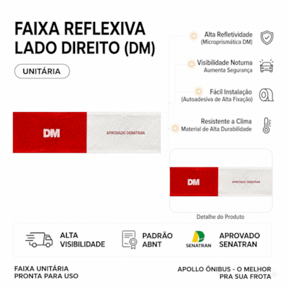 Faixa Refletiva Lateral - Lado Direito - Caminhão Ônibus