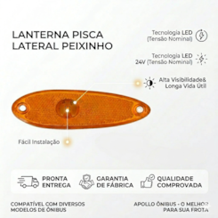 Lanterna Pisca Lateral LED 24V Peixinho 001 Universal Ônibus
