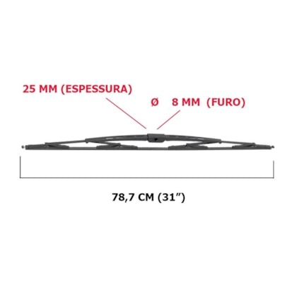 PALHETA LIMPADOR PARA  BRISA  800MM 31  BUSSCAR HI/MP L1104011